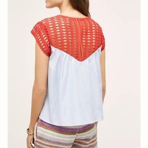 Maeve Anthropologie Pinstripe with Orange lace detailing - XL